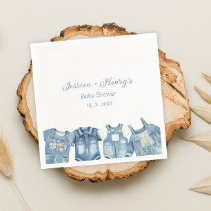 Serviette En Papier Baby shower minimaliste Blue Jean Baby Denim