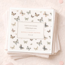Baby-shower minimaliste chic papillon aquarelle