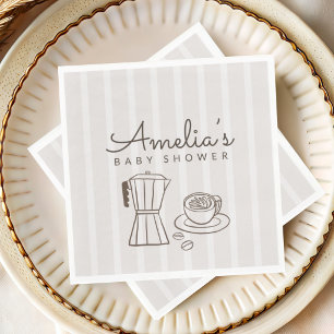 Serviette En Papier Baby Shower Minimaliste sur le thème du Café