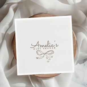 Serviette En Papier Baby-Shower Moderne Café sur le thème de Bow Neutr