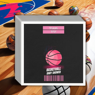 Serviette En Papier Baby shower moderne de basket-ball rose