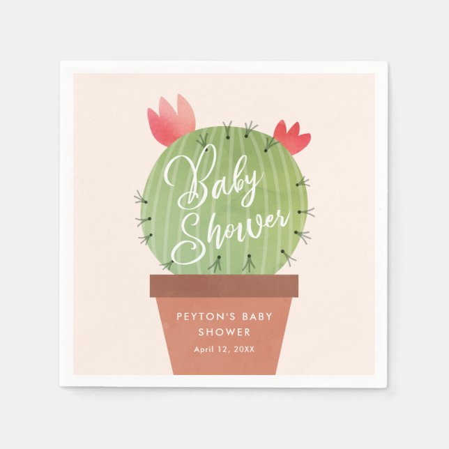 Serviette En Papier Baby shower moderne de Cactus (Devant)
