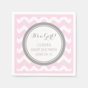Serviette En Papier Baby shower Monogramme personnalisé Gris rose Nap