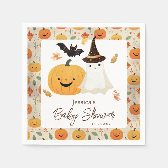 Serviette En Papier Baby shower Motif de Little Boo Halloween (Devant)
