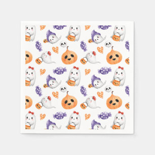 Serviette En Papier Baby shower Motif Halloween Citrouille Ghosts