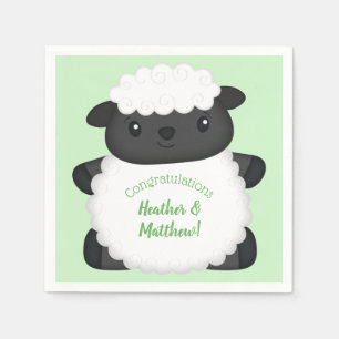 Serviette En Papier Baby shower mouton vert