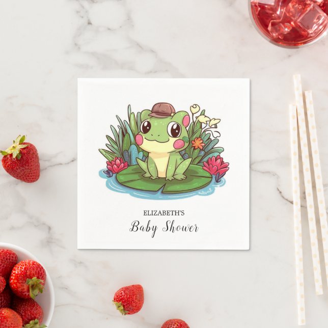 Serviette En Papier Baby shower mystique de grenouille enchantée (En situation)