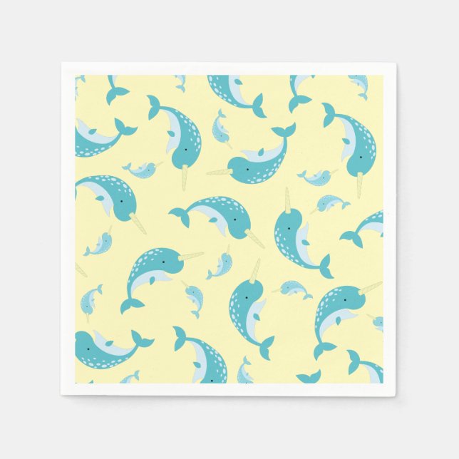 Serviette En Papier Baby shower Narval (Devant)