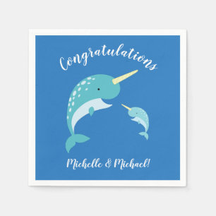 Serviette En Papier Baby shower Narwhal Bleu Garçon mignon