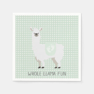 Serviette En Papier Baby shower neutre de lama de genre vert et blanc
