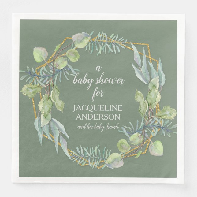 Serviette En Papier Baby shower Neutre Genre Forêt Verdure Foliage (Devant)