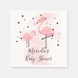 Serviette En Papier Baby shower noir et rose moderne élégant de