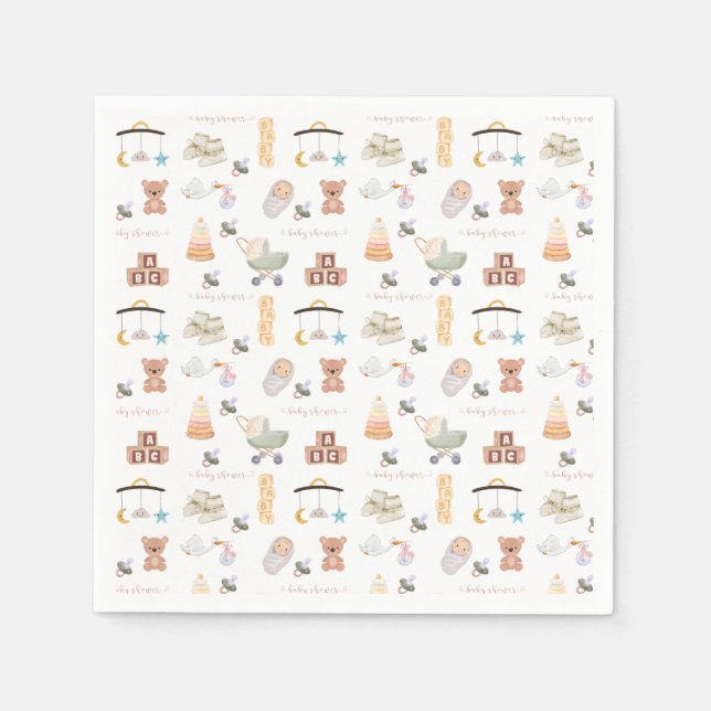 Serviette En Papier Baby shower non sexiste (Devant)