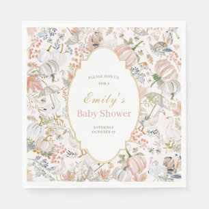 Serviette En Papier Baby Shower Oie Automne Rose