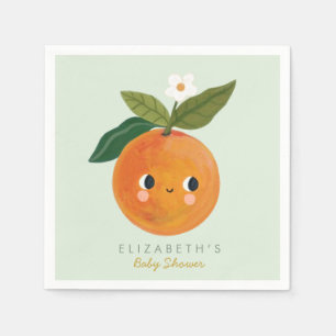 Serviette En Papier Baby shower orange de Little Cutie
