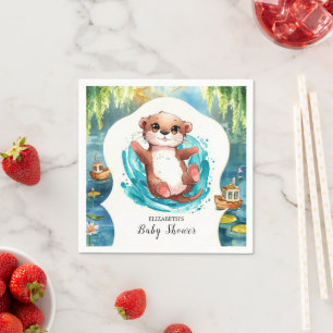 Serviette En Papier Baby shower Otter simple