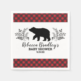 Serviette En Papier Baby shower Ours de bûcheron Napkin