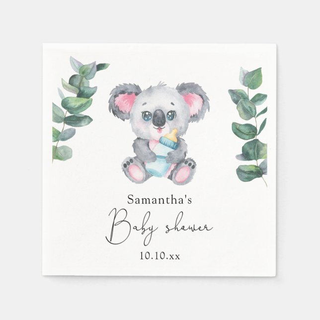 Serviette En Papier Baby shower Ours de Koala (Devant)