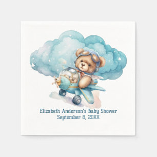 Serviette En Papier Baby Shower Ourson Avion Garçon