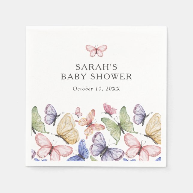 Serviette En Papier Baby shower papillon (Devant)