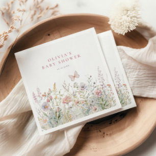 Serviette En Papier Baby shower papillon Fleur sauvage de printemps