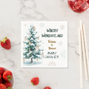 Serviette En Papier Baby Shower Paysage d'Hiver 