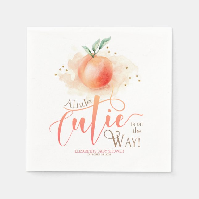 Serviette En Papier Baby shower Peach Cutie (Devant)