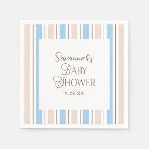 Serviette En Papier Baby shower personnalisé Brown Motif Bleu Blancs