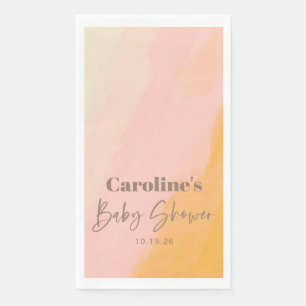 Serviette En Papier Baby Shower personnalisé écriture rose jaune Bohèm