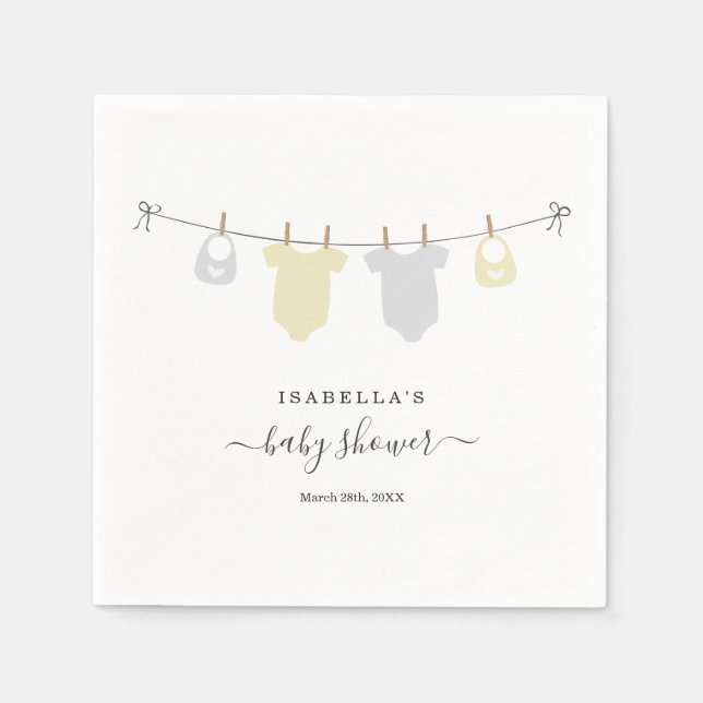 Serviette En Papier Baby shower personnalisé jumeaux Hommes Neutres (Devant)
