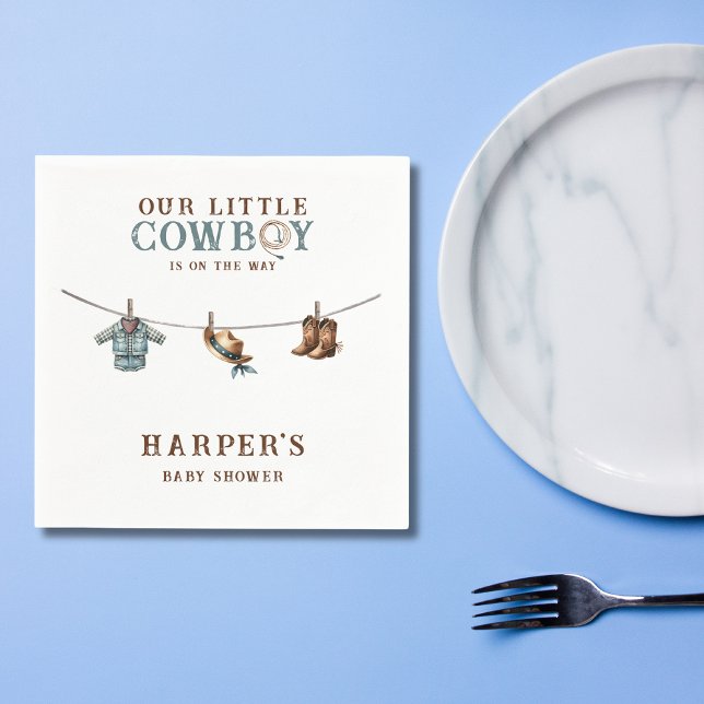 Serviette En Papier Baby shower personnalisé Little Cowboy (Créateur téléchargé)