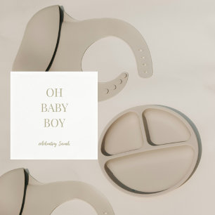 Serviette En Papier Baby Shower Personnalisé Vert Sauge Garçon