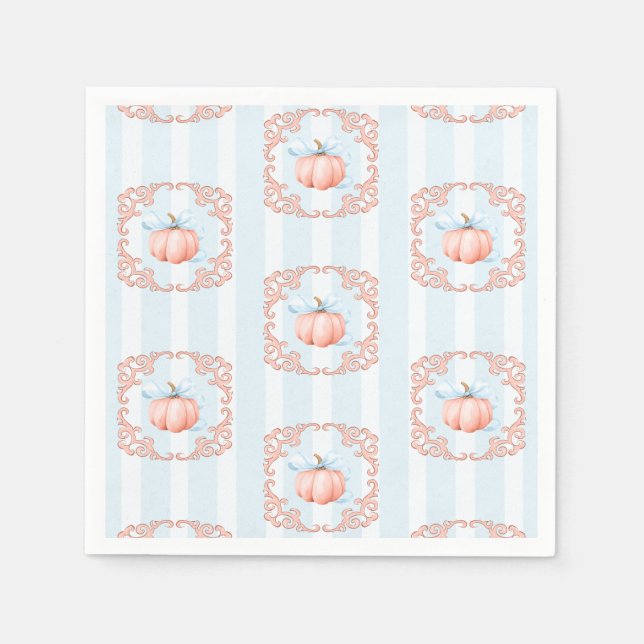Serviette En Papier Baby shower petit Citrouille Blue Bow Bow (Devant)
