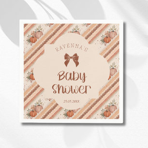 Serviette En Papier Baby Shower Petit Citrouille Orange Rayé