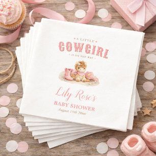 Serviette En Papier Baby shower Petite Cowgirl Fille au Thème Western