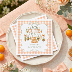 Serviette En Papier Baby Shower Petite Douce Orange
