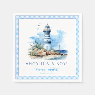 Serviette En Papier Baby shower phare bleu marine