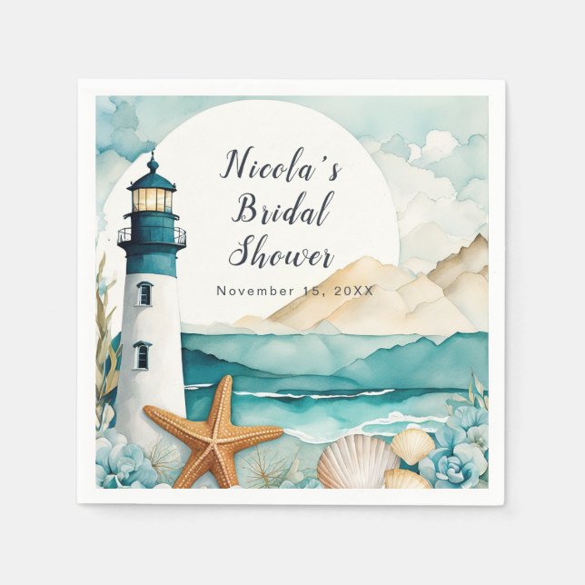 Serviette En Papier Baby Shower Phare Thème Marin (Devant)