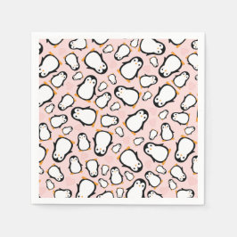 Serviette En Papier Baby shower Pingouin mignon fille rose