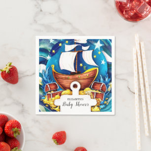 Serviette En Papier Baby shower pirate personnalisé simple