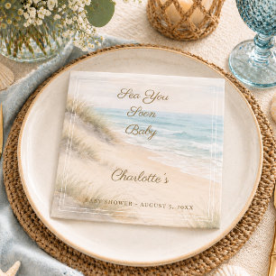 Serviette En Papier Baby Shower plage été Sea You Soon