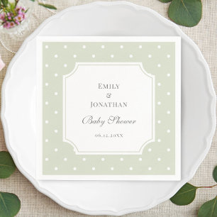 Serviette En Papier Baby shower Pois vert et blanc de Sage clair