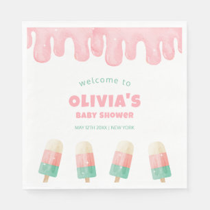 Serviette En Papier Baby shower Pop Crème Pink Melt Bienvenue