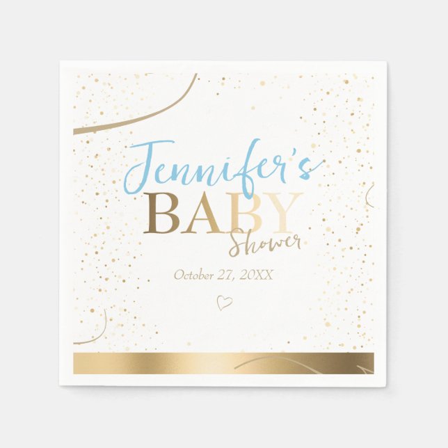 Serviette En Papier Baby shower pour garçons Gold Sparkle (Devant)
