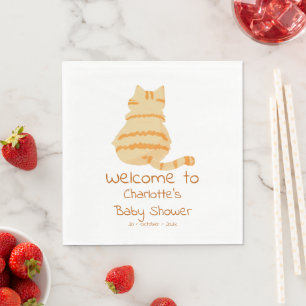Serviette En Papier Baby-Shower pour un joli chat orange dodu