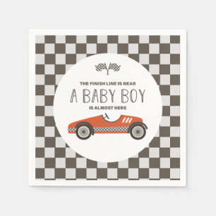 Serviette En Papier Baby Shower pour voiture de course rouge vintage
