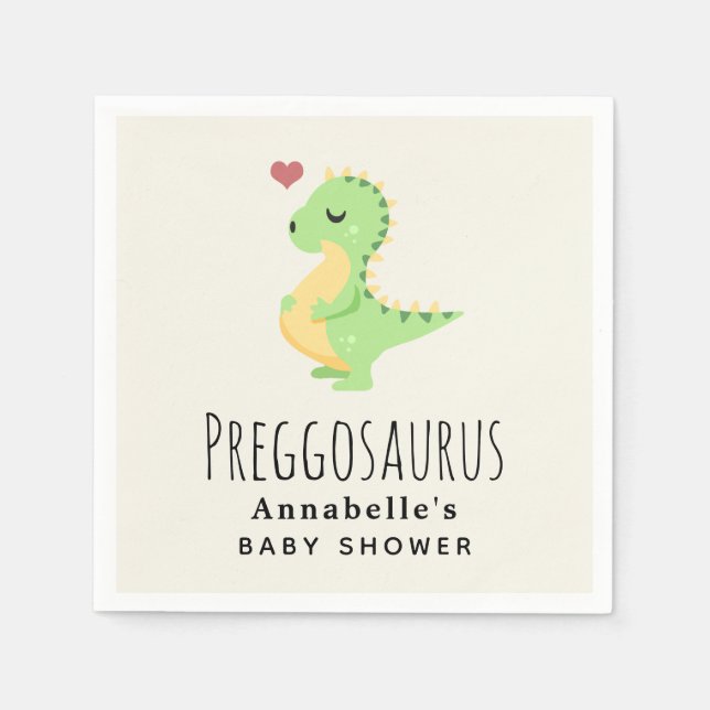 Serviette En Papier Baby shower Preggosaurus Cute Dinosaur (Devant)