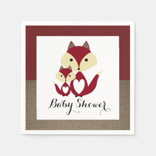 Serviette En Papier Baby shower Red Fox Burlap