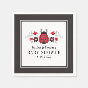 Serviette En Papier Baby shower Red Ladybug Napkin