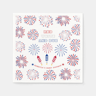Serviette En Papier Baby shower Red White 4 juillet pétards